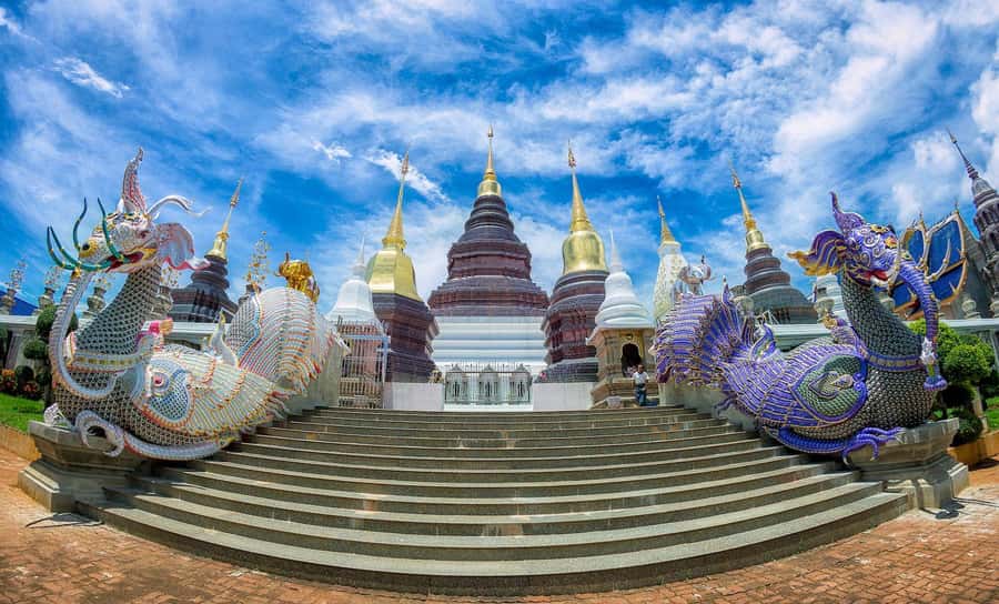 Chiang Mai: Chiang Dao Caves and Jungle Trek with Lunch - Wat Ban Den finishes the day in blue