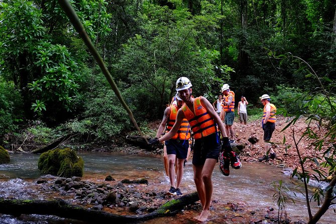 Elephant Cave and Ma Da Valley Jungle 1 Day Trek - Swimming in clear Ma Da Lake around noon