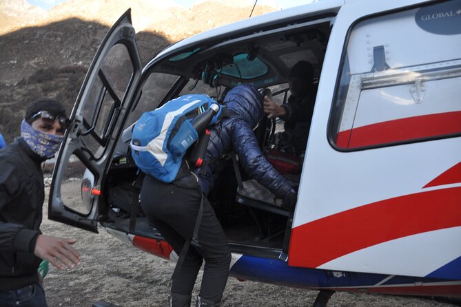 Everest Base Camp Helicopter Tour landing at Hotel Everest View - Pheriche and the window-seat arrangement