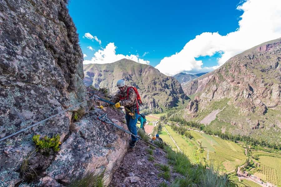 From Cusco: Via Ferrata & Zip Line with lunch - The rock climb begins in Pachar