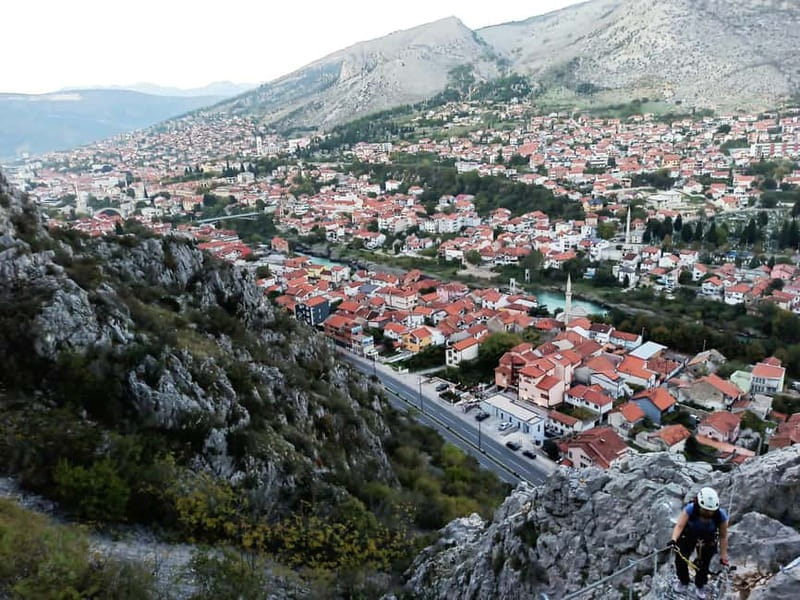 From Mostar: Via Ferrata Hum Climbing Experience - The view from above the Old Bridge