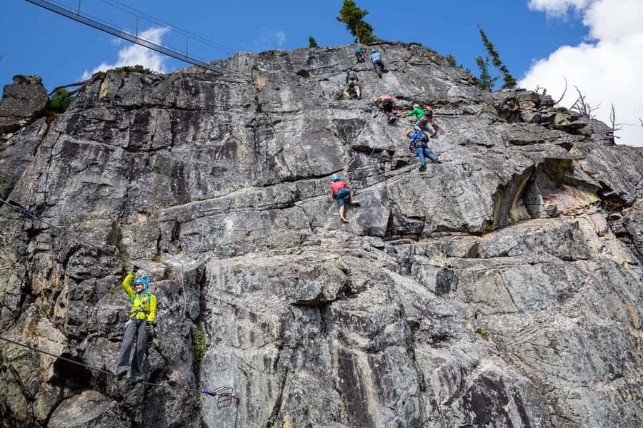 Jackson Hole: Via Ferrata Guided Climb - Crossing the Suspended Bridges