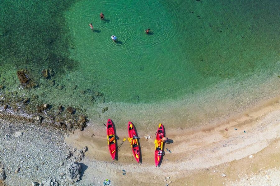 Kayak and Via Ferrata Adventure - Preparing for the via ferrata above the sea