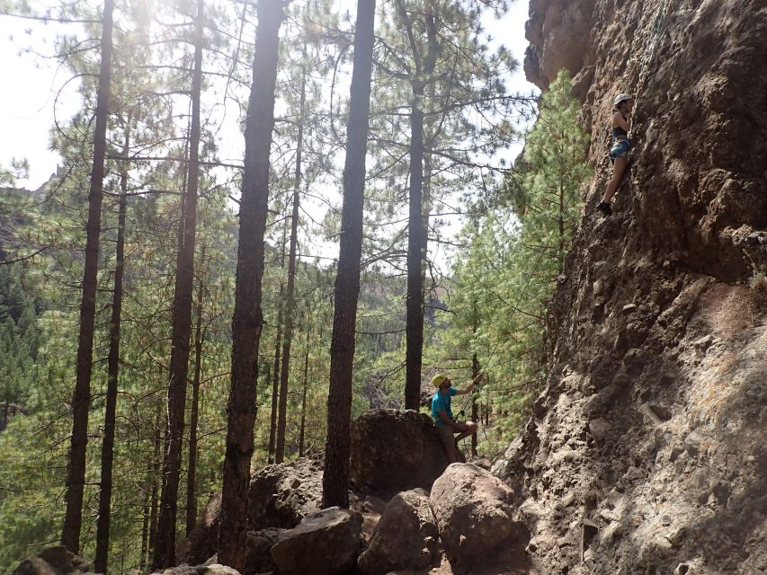 Las Palmas: Sunset Mountain Climbing Trip Near Roque Nublo - Learning the ropes before reaching the rock