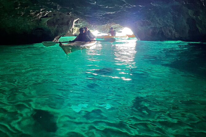 Leuca kayak tour + swimming + speleo-trek in cave - Five caves, five different reasons to stop