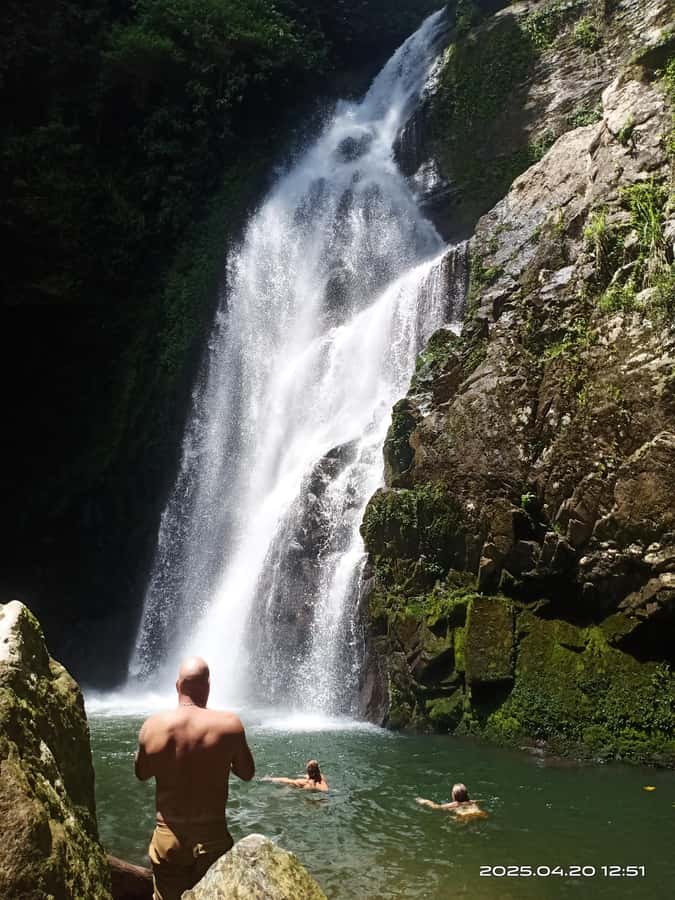 Padang: Lubuk Hitam Waterfall Guided Trekking Tour - Arriving at the Three-Level Waterfall