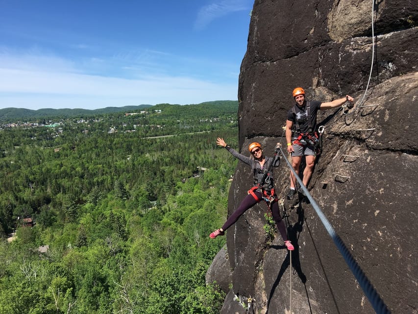 Tyroparc: Via Ferrata and Hiking in the Laurentians - Climbing a 60-meter cliff with cable and holds