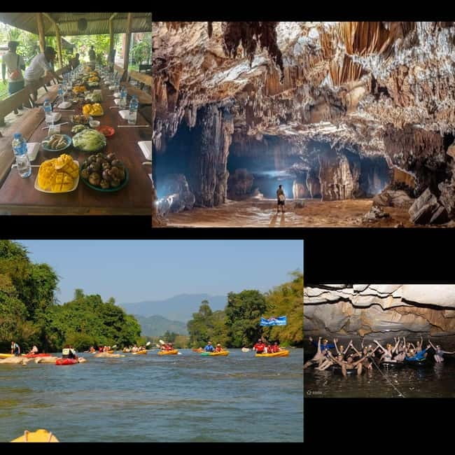 Vang Vieng: Day Tour with Kayaking, Ziplining, and Rafting - Lunch with a local-style plate