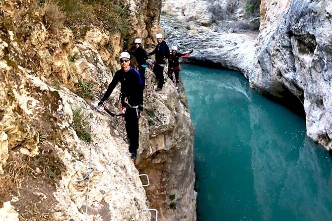 Via Ferrata Adventure in Madrid with Transport - Entering the protected route near Cuenca