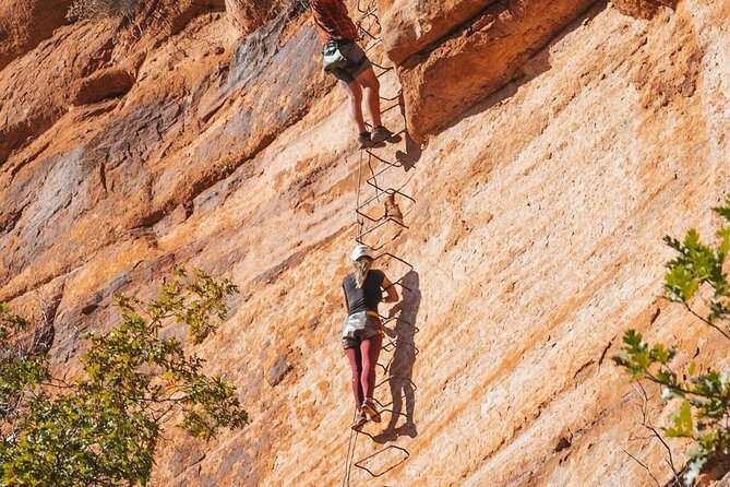 Via Ferrata / Rappel Adventure in East Zion - Rappelling 180 feet back down