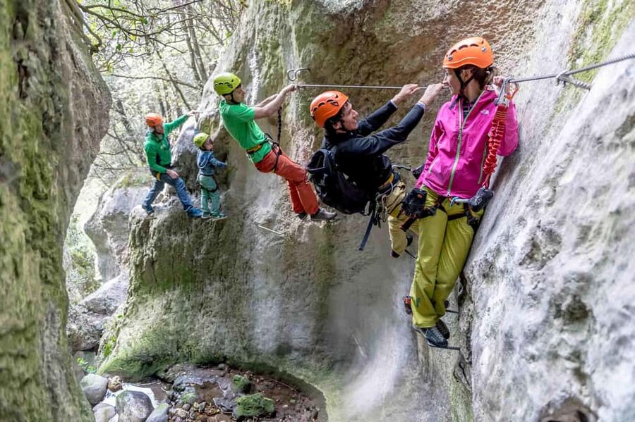 Via Ferrata Rio Sallagoni - Climbing toward Castle of Drena